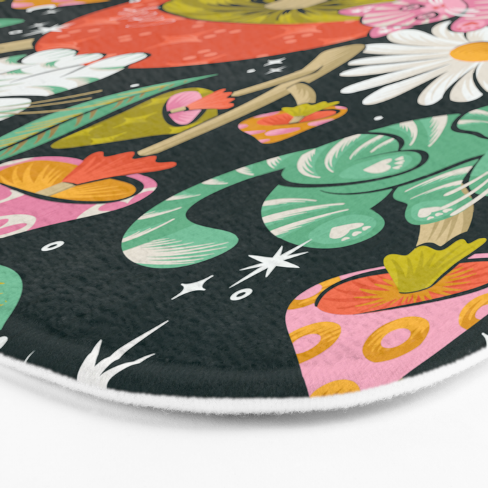 Kittens & Shrooms - Rainbow on Teal Bath Mat Gallery Image 3