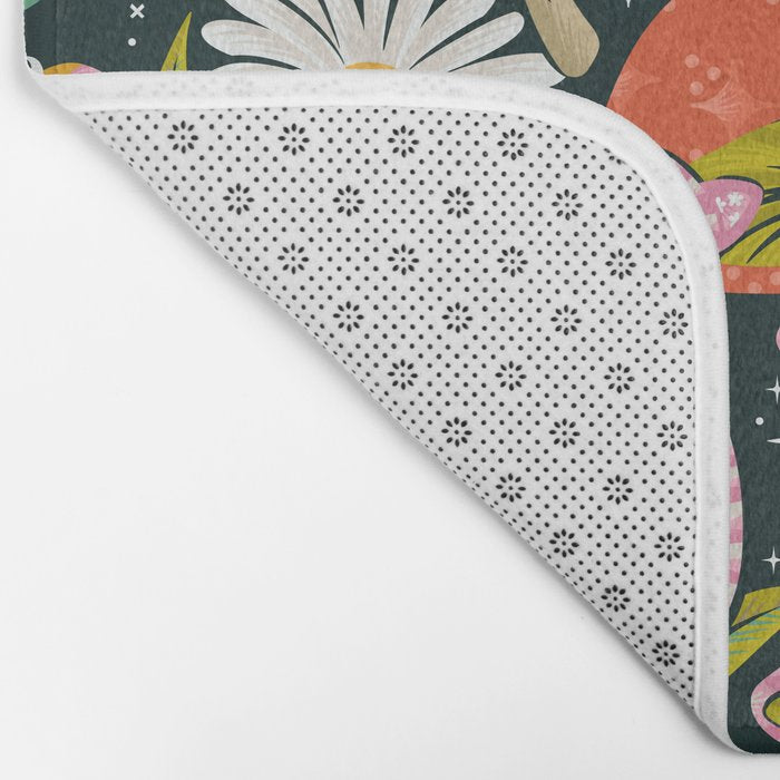 Kittens & Shrooms - Rainbow on Teal Bath Mat Gallery Image 2