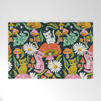 Kittens & Shrooms - Rainbow on Teal Welcome Mat Gallery Image 1