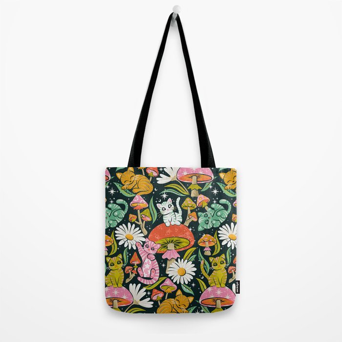 Kittens & Shrooms - Rainbow on Teal Tote Bag Gallery Image 2