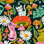 Kittens & Shrooms - Rainbow on Teal Coffee Mug Gallery Image 2