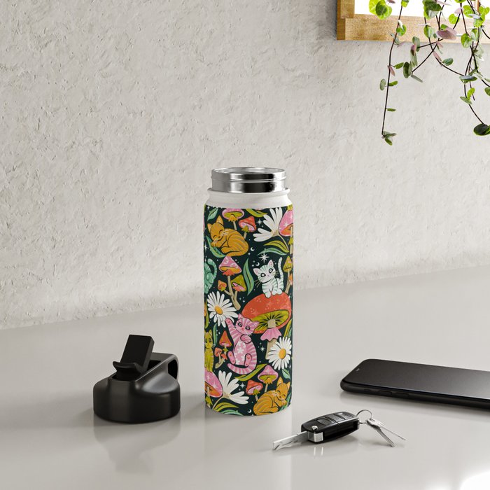 Kittens & Shrooms - Rainbow on Teal Water Bottle Gallery Image 4