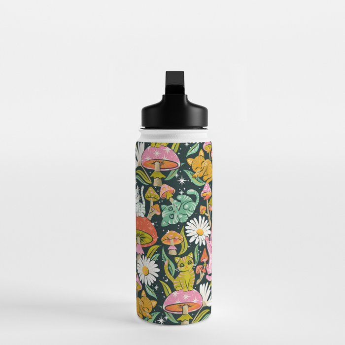Kittens & Shrooms - Rainbow on Teal Water Bottle Gallery Image 3