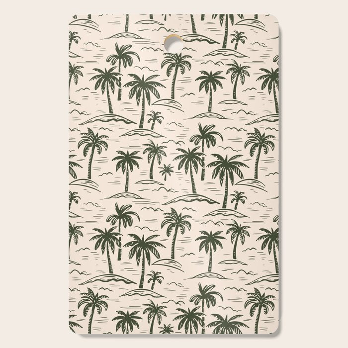 Vintage tropical palm tree island pattern Cutting Board Gallery Image 1