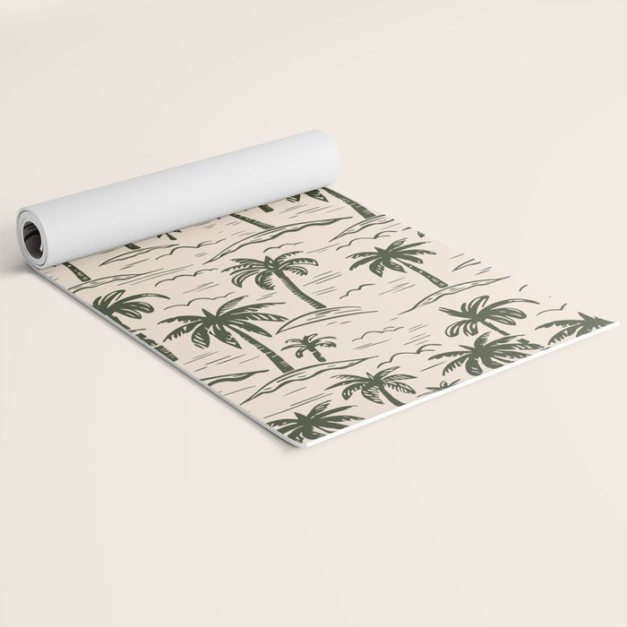 Vintage tropical palm tree island pattern Yoga Mat Gallery Image 2