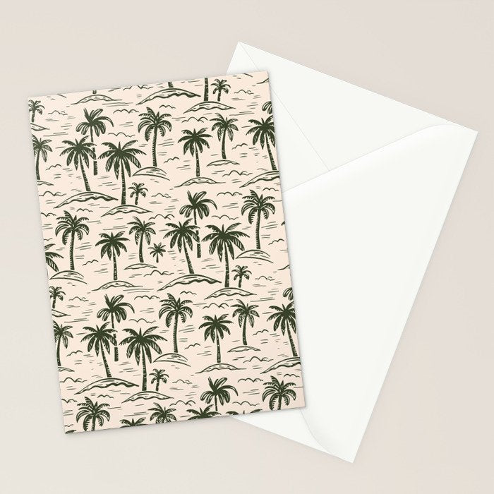 Vintage tropical palm tree island pattern Stationery Card Gallery Image 2