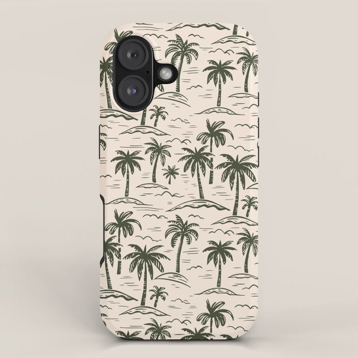 Vintage tropical palm tree island pattern iPhone Case Gallery Image 1