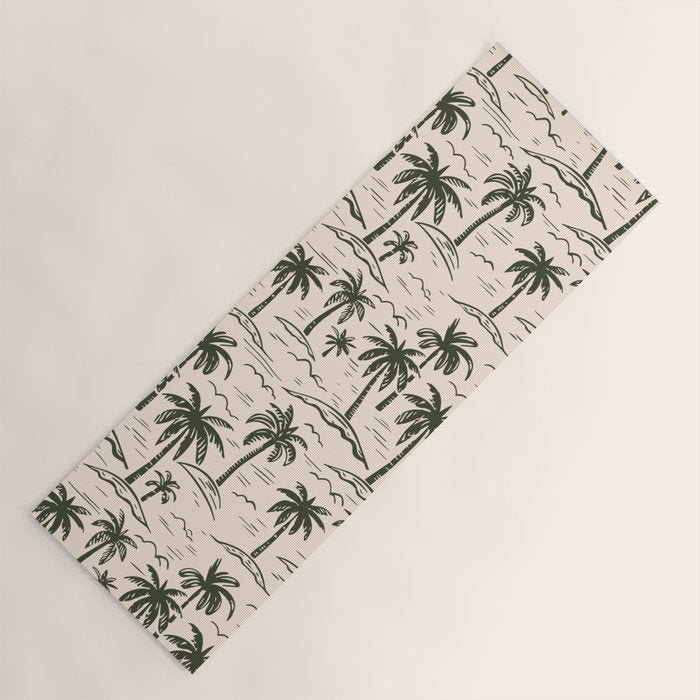 Vintage tropical palm tree island pattern Yoga Mat Gallery Image 1