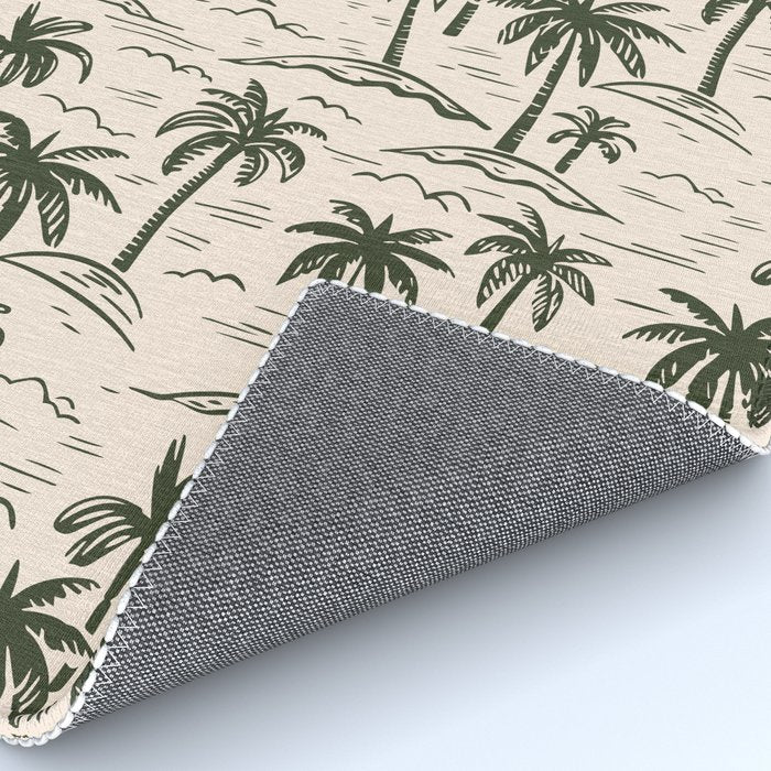 Vintage tropical palm tree island pattern Rug Gallery Image 4