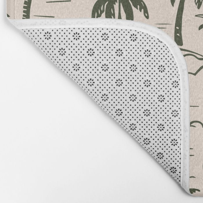 Vintage tropical palm tree island pattern Bath Mat Gallery Image 2