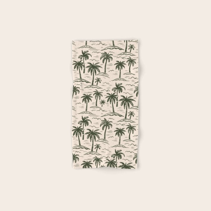 Vintage tropical palm tree island pattern Bath Towel Gallery Image 1