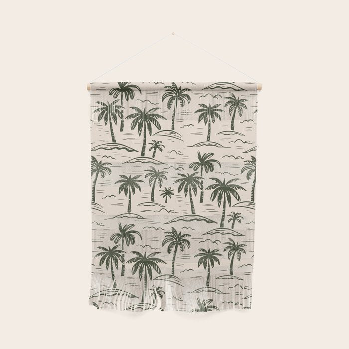 Vintage tropical palm tree island pattern Wall Hanging Gallery Image 1