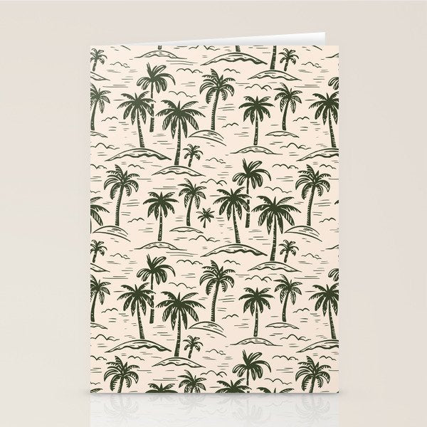 Vintage tropical palm tree island pattern Stationery Card Gallery Image 1