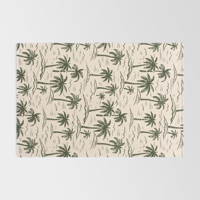 Vintage tropical palm tree island pattern Rug Gallery Image 2