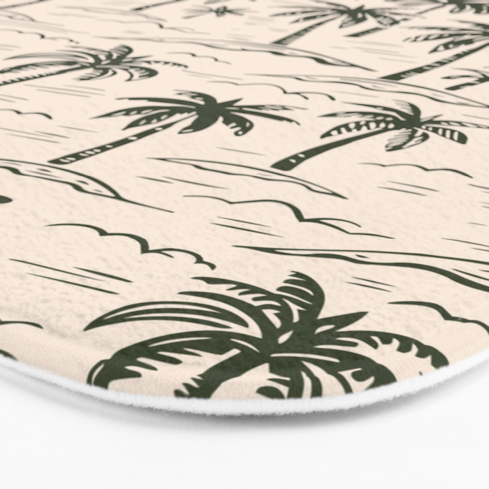 Vintage tropical palm tree island pattern Bath Mat Gallery Image 3