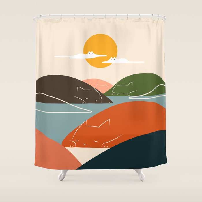 Cat Landscape 104 Shower Curtain Gallery Image 1