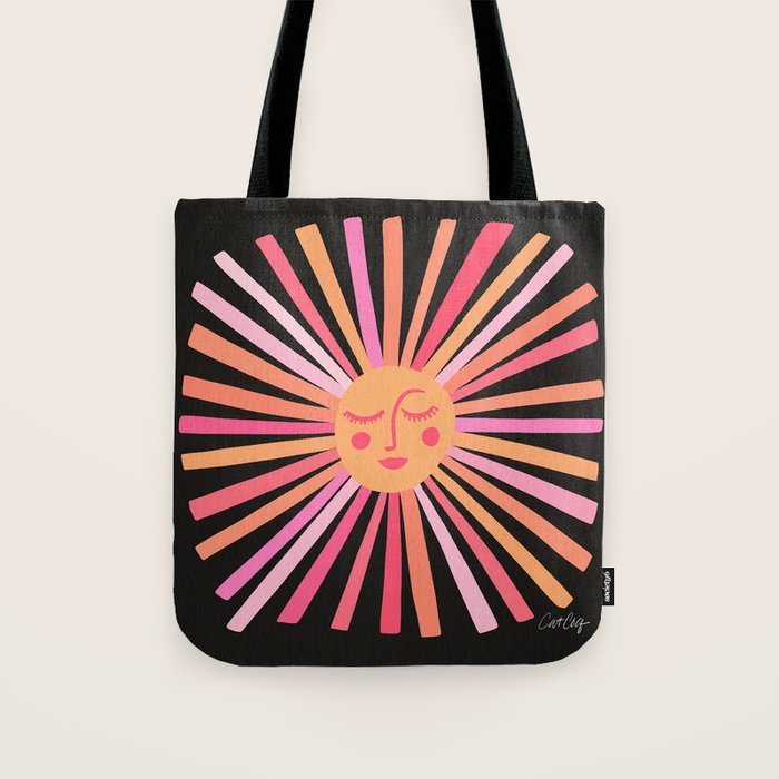 Sunshine - Pink on Charcoal Tote Bag Gallery Image 1
