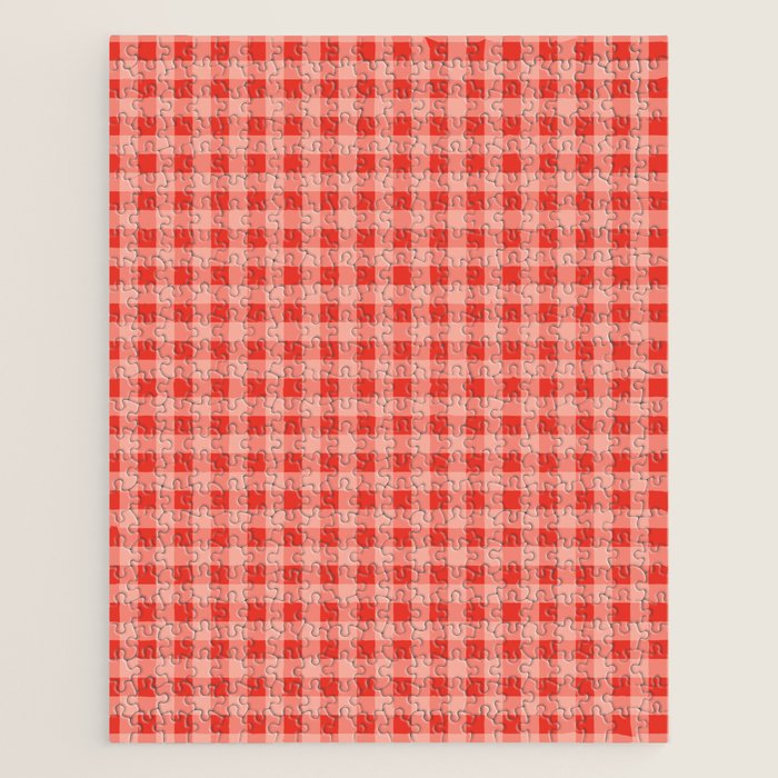 Gingham Plaid Red and Pink  Jigsaw Puzzle Gallery Image 1