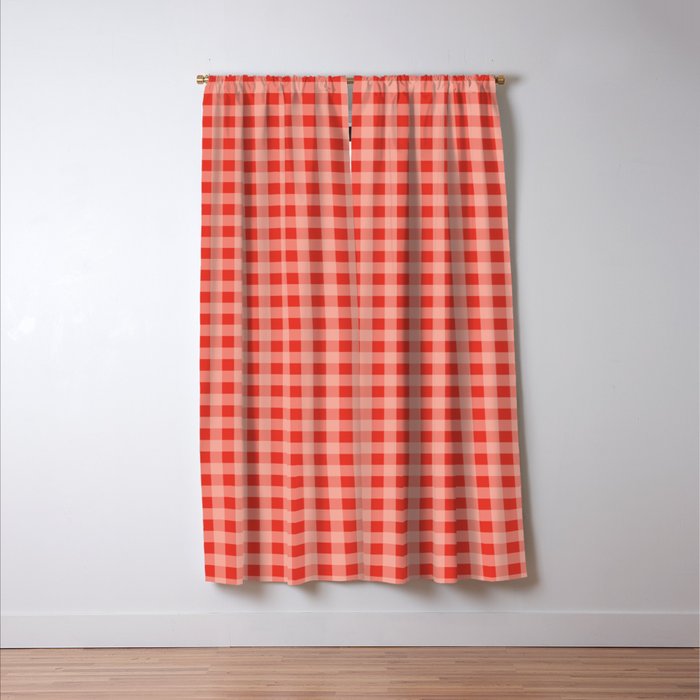 Gingham Plaid Red and Pink  Window Curtain Gallery Image 3