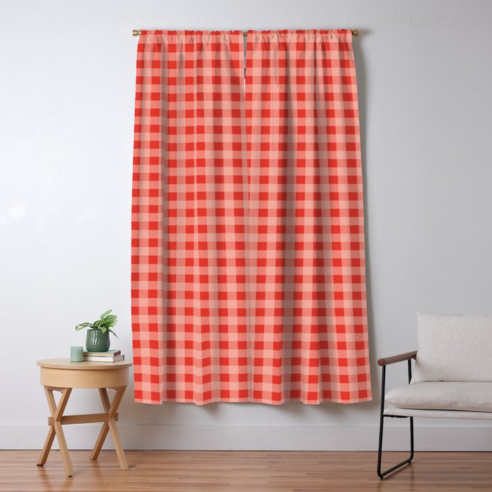 Gingham Plaid Red and Pink  Window Curtain Gallery Image 1