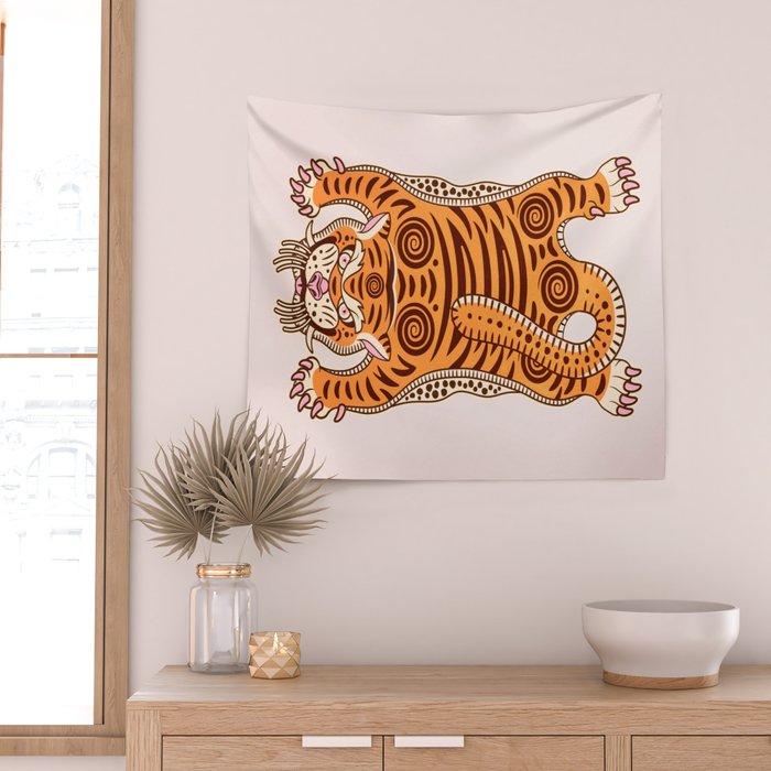 King Of The Jungle 03: Peach Tiger Edition Wall Tapestry Gallery Image 2