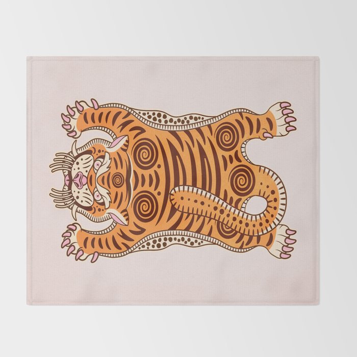King Of The Jungle 03: Peach Tiger Edition Throw Blanket Gallery Image 2