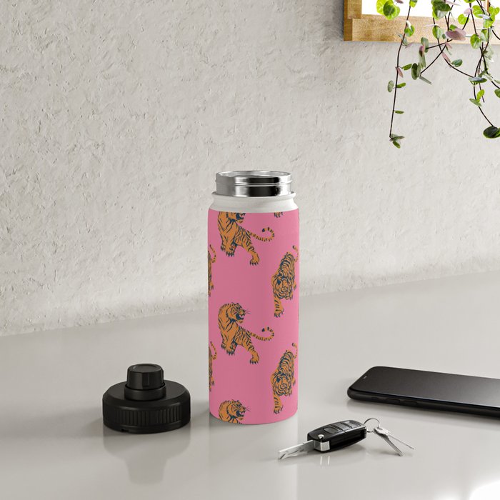 tiger print pink Water Bottle Gallery Image 4