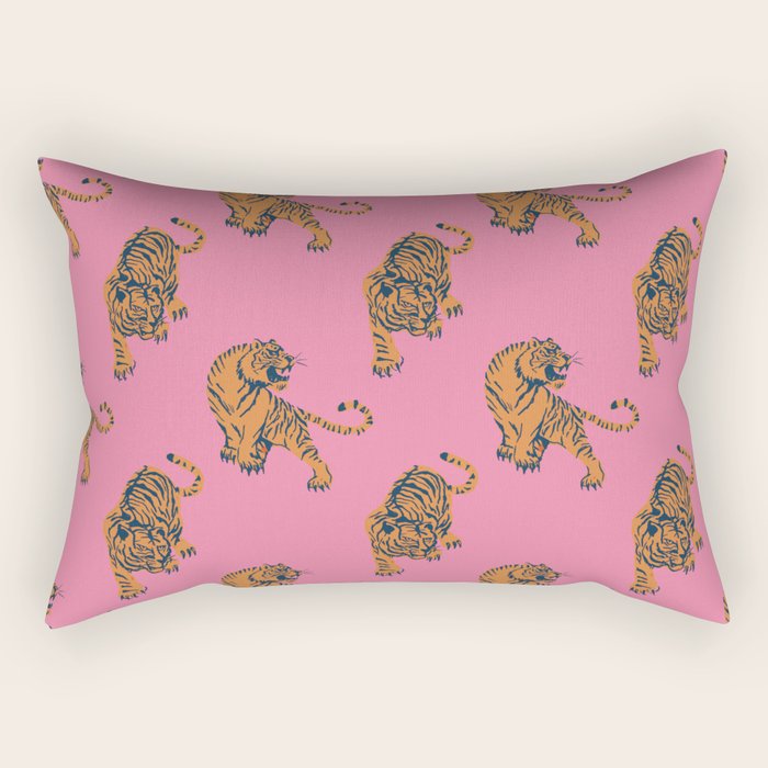 tiger print pink Rectangular Pillow Gallery Image 2