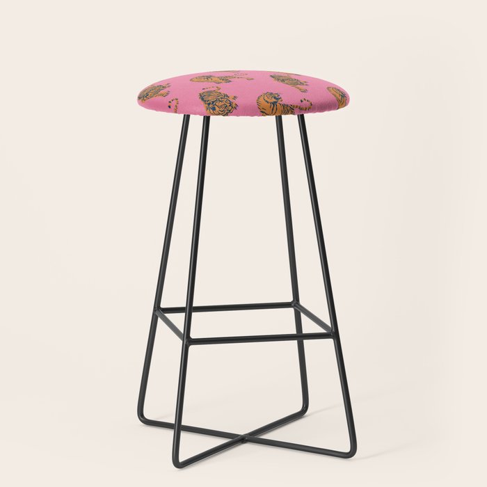 tiger print pink Stool Gallery Image 1