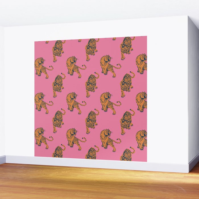 tiger print pink Wall Mural Gallery Image 2