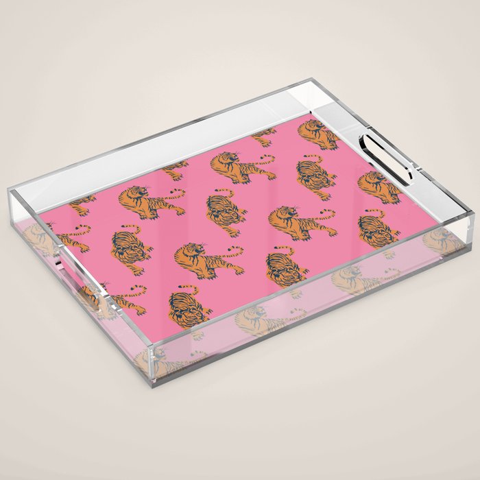 tiger print pink Acrylic Tray Gallery Image 1