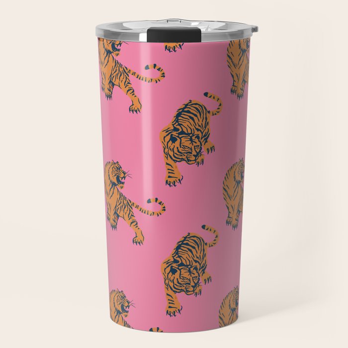 tiger print pink Travel Mug Gallery Image 1