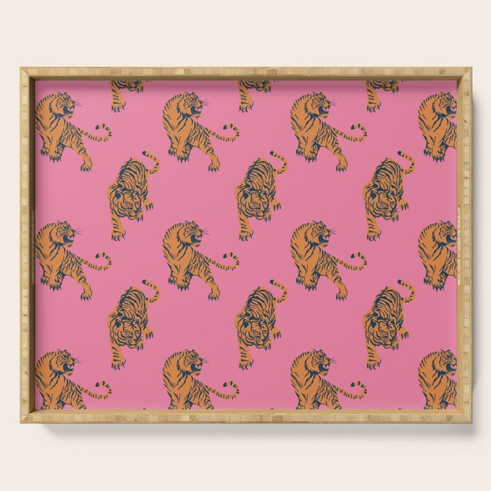 tiger print pink Serving Tray Gallery Image 1