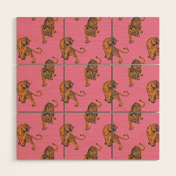 tiger print pink Wood Wall Art Gallery Image 1