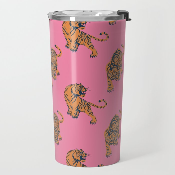 tiger print pink Travel Mug Gallery Image 2