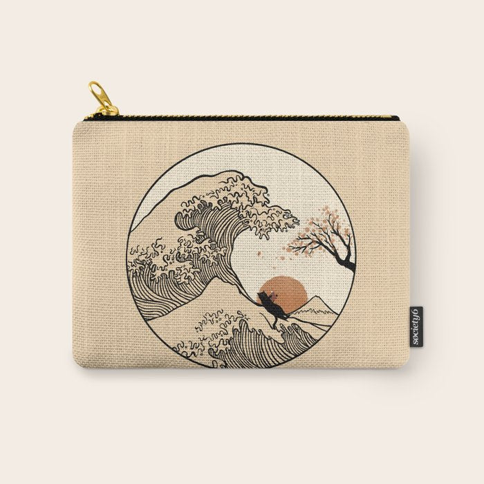Autumn Tree spring fall Great Wave cat reading Carry All Pouch Gallery Image 1