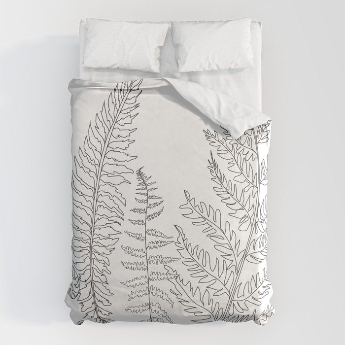 Minimal Line Art Fern Leaves Duvet Cover Gallery Image 6