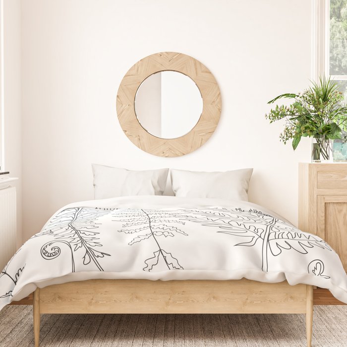 Minimal Line Art Fern Leaves Duvet Cover Gallery Image 3
