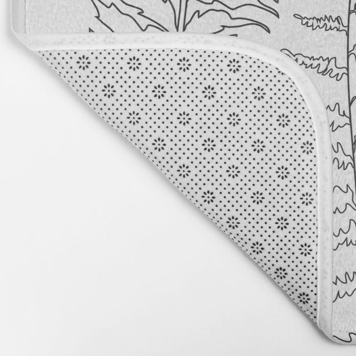 Minimal Line Art Fern Leaves Bath Mat Gallery Image 2