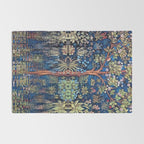 Tree of Life reflecting water of garden lily pond twilight blue nature landscape painting Rug Gallery Image 2