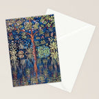 Tree of Life reflecting water of garden lily pond twilight blue nature landscape painting Stationery Card Gallery Image 2