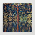 Tree of Life reflecting water of garden lily pond twilight blue nature landscape painting Wood Wall Art Gallery Image 1
