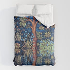 Tree of Life reflecting water of garden lily pond twilight blue nature landscape painting Comforter Gallery Image 6