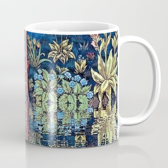 Tree of Life reflecting water of garden lily pond twilight blue nature landscape painting Coffee Mug Gallery Image 1