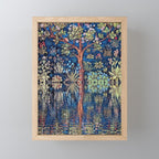 Tree of Life reflecting water of garden lily pond twilight blue nature landscape painting Mini Art Print Gallery Image 1