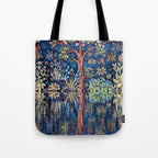 Tree of Life reflecting water of garden lily pond twilight blue nature landscape painting Tote Bag Gallery Image 1