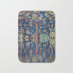 Tree of Life reflecting water of garden lily pond twilight blue nature landscape painting Bath Mat Gallery Image 1