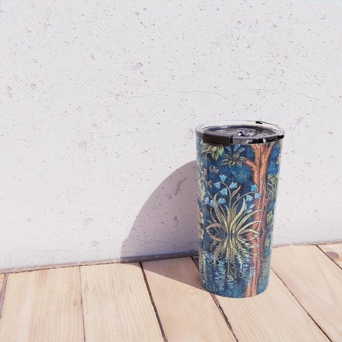 Tree of Life reflecting water of garden lily pond twilight blue nature landscape painting Travel Mug Gallery Image 4