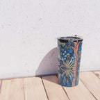 Tree of Life reflecting water of garden lily pond twilight blue nature landscape painting Travel Mug Gallery Image 4