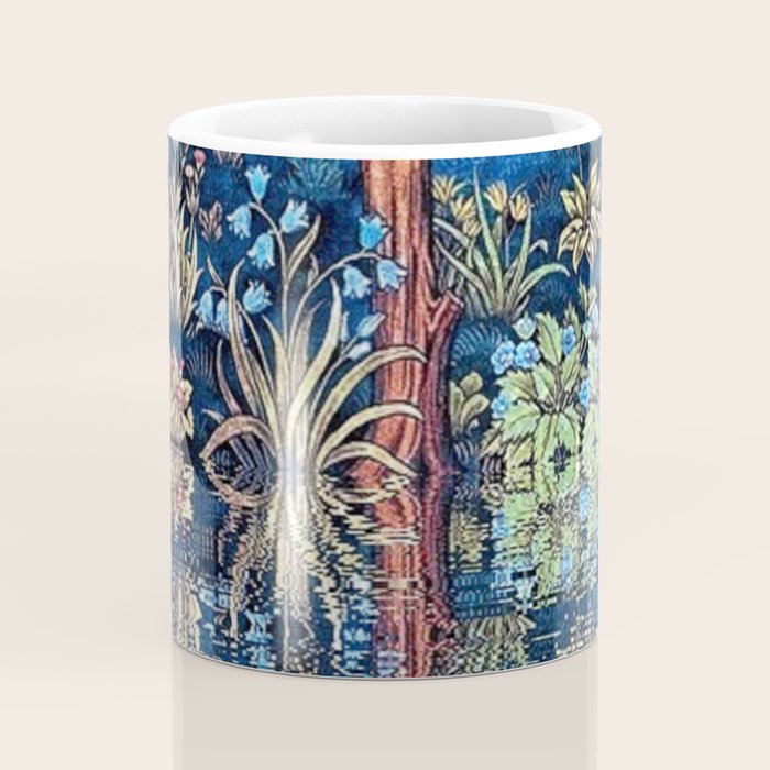 Tree of Life reflecting water of garden lily pond twilight blue nature landscape painting Coffee Mug Gallery Image 4